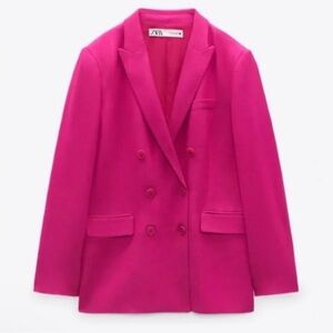 Zara Hot Pink Flowy Double Breasted Button Blazer Oversized -Great condition